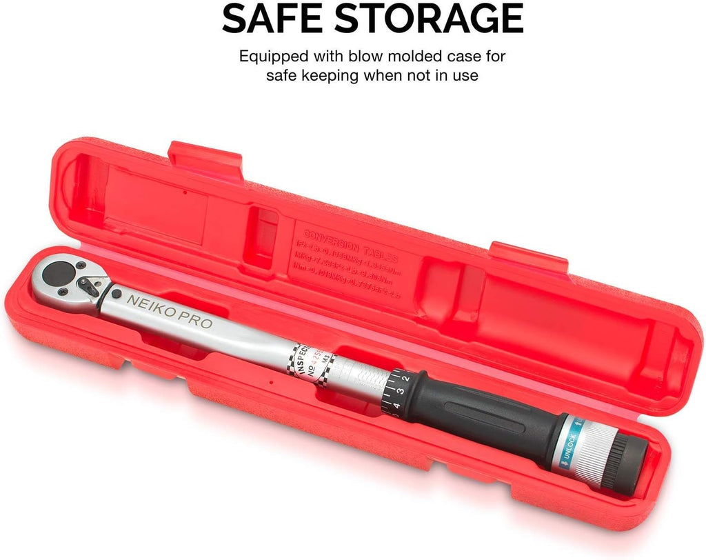 3/8" Drive Adjustable Click Torque Wrench, 15-80 Foot-Pound, Chrome Vanadium Steel, 14" Length, Pack of 2 P303