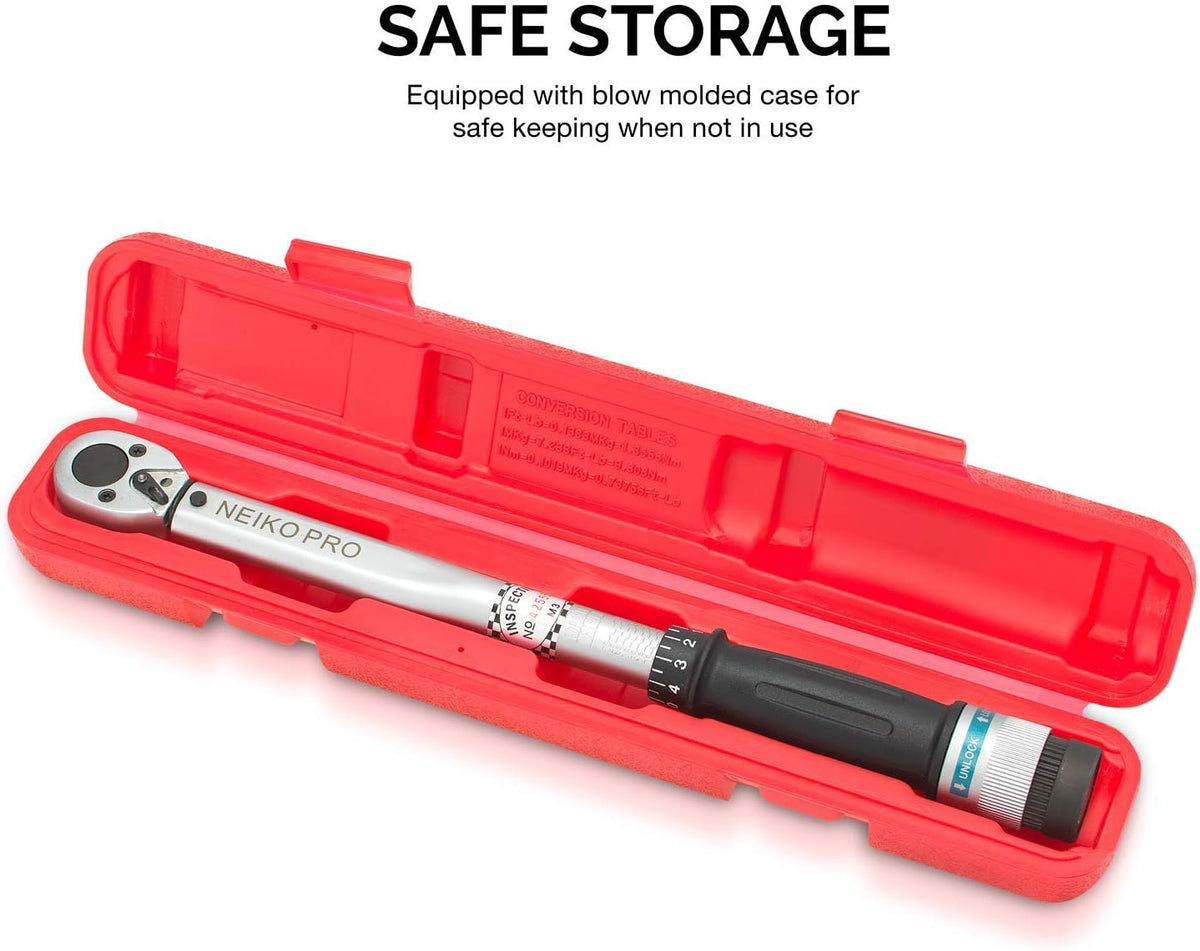 3/8" Drive Adjustable Click Torque Wrench, 15-80 Foot-Pound, Chrome Vanadium Steel, 14" Length, Pack of 2 P303