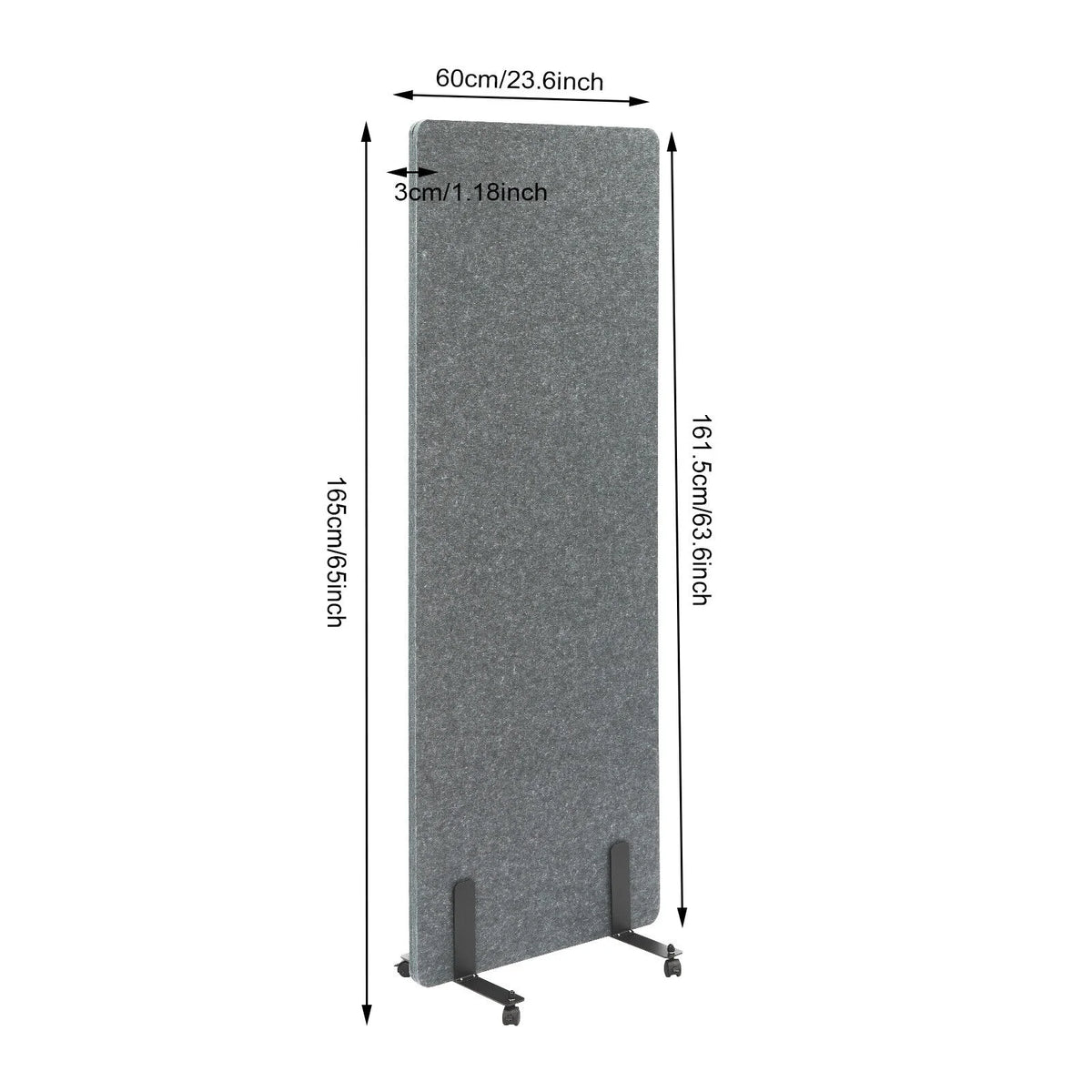 Freestanding Acoustic Room Divider Privacy Screen with Lockable Wheels H283