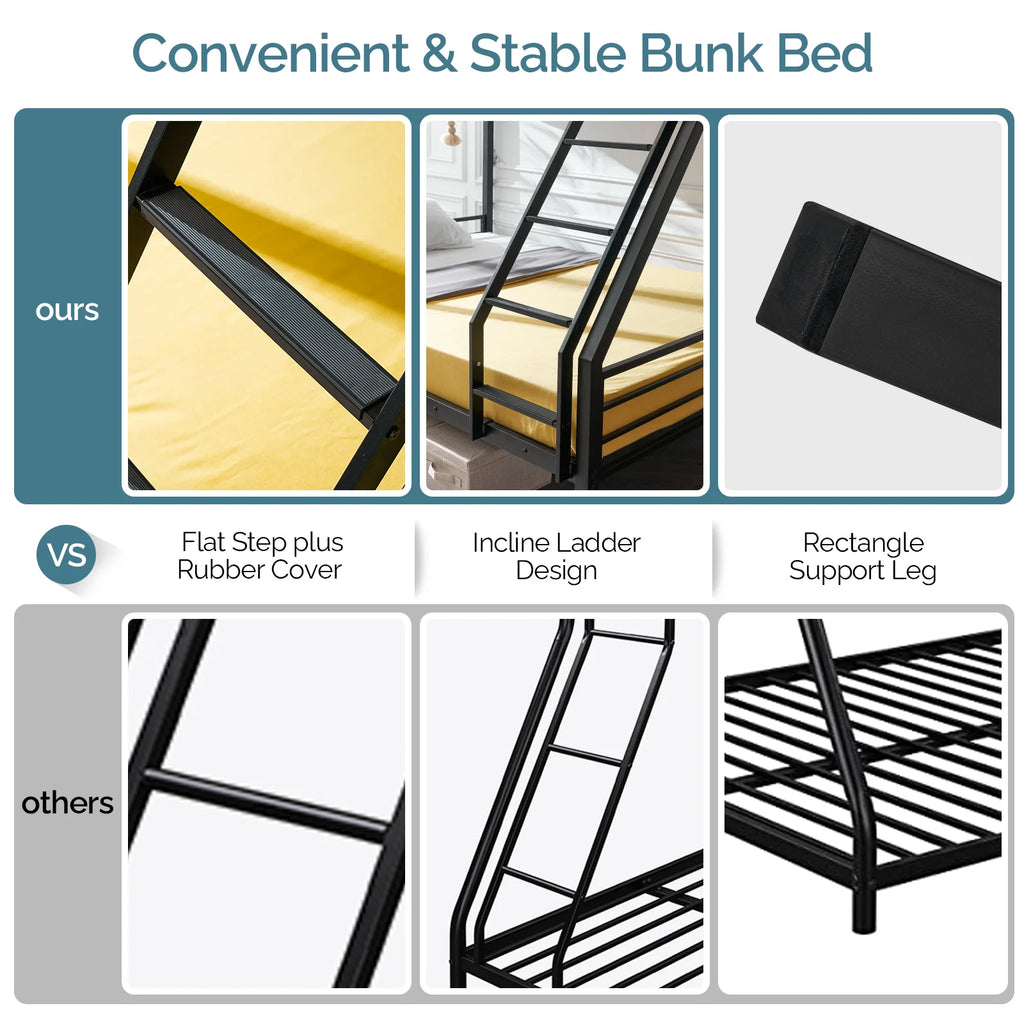 Twin over Full Metal Bunk Bed with Ladder and Guardrail K34389