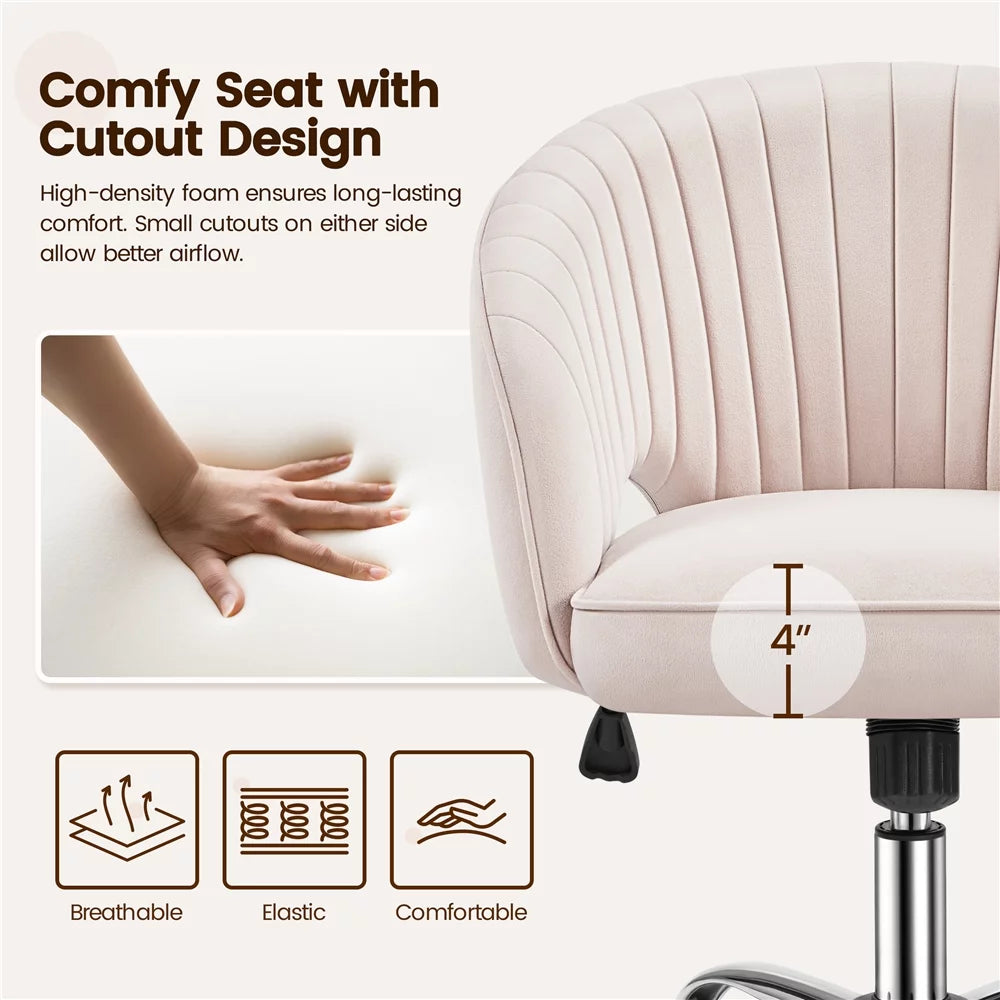 Cream Velvet Tufted Office Chair Z7202