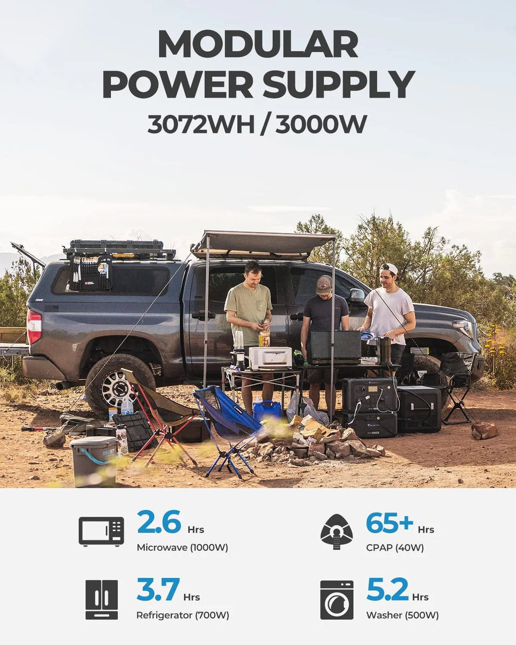Expandable Power Station 3072Wh Solar Generator 3000W AC Output T54666