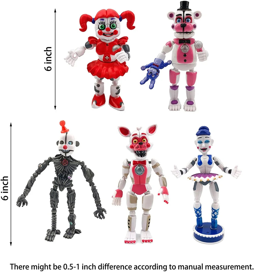 5Pcs FNAF Funtime Freddy Foxy Movable Action Figures B873