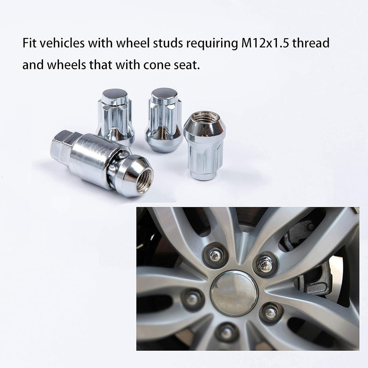 Wheel Locking Nuts Set of 4 with Wheel Lock Key Pouch Pack of 2 C14870