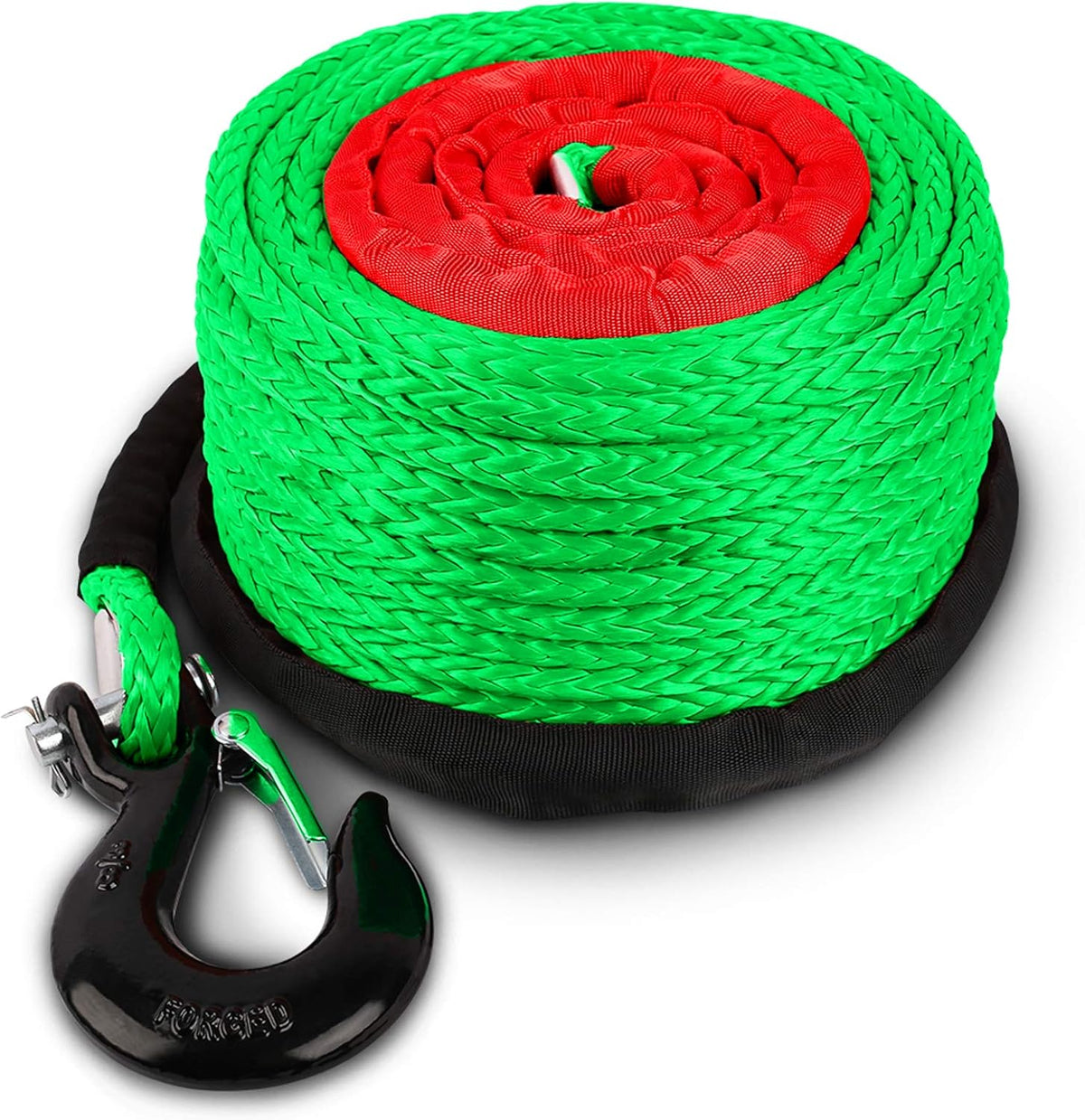 Synthetic Winch Rope with Hook and Sleeve Protection, Orange O223962