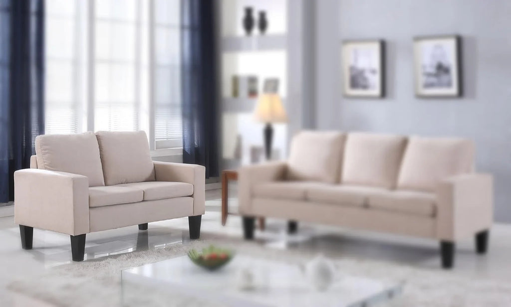 Beige Microfiber Loveseat O379