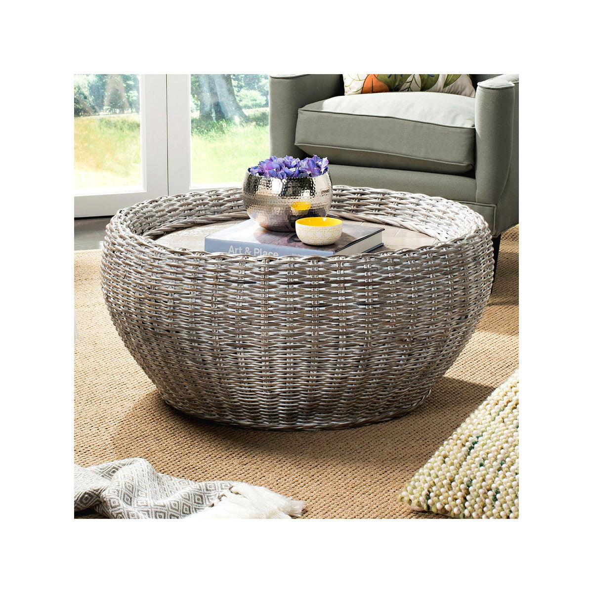 Grey Wood Top Coffee Table T199486