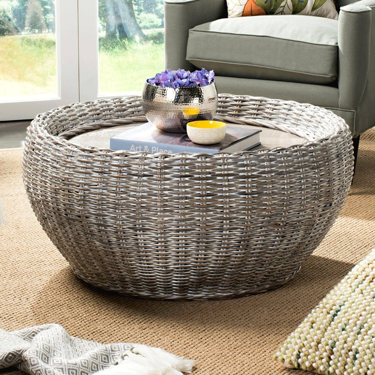 Grey Wood Top Coffee Table T199486