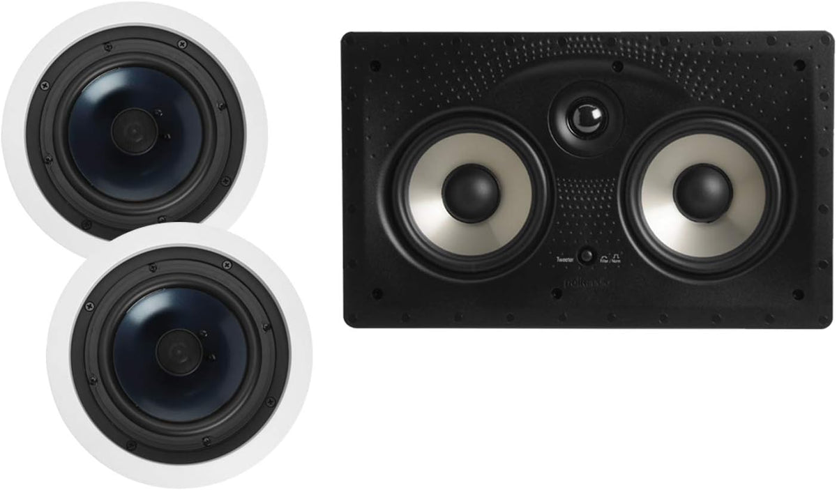 8-inch 2-way In-ceiling Speakers Set of 2 with 12-inch Powered Subwoofer R485