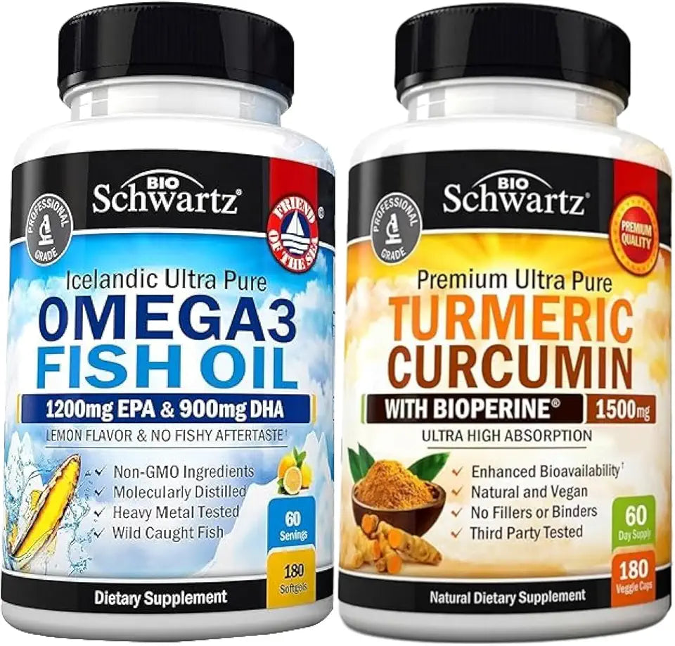 Omega 3 Fish Oil Softgels Plus Turmeric Curcumin with Black Pepper Extract 1500mg P6872