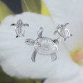 Sterling Silver Turtle Hibiscus Earring and Necklace X276502