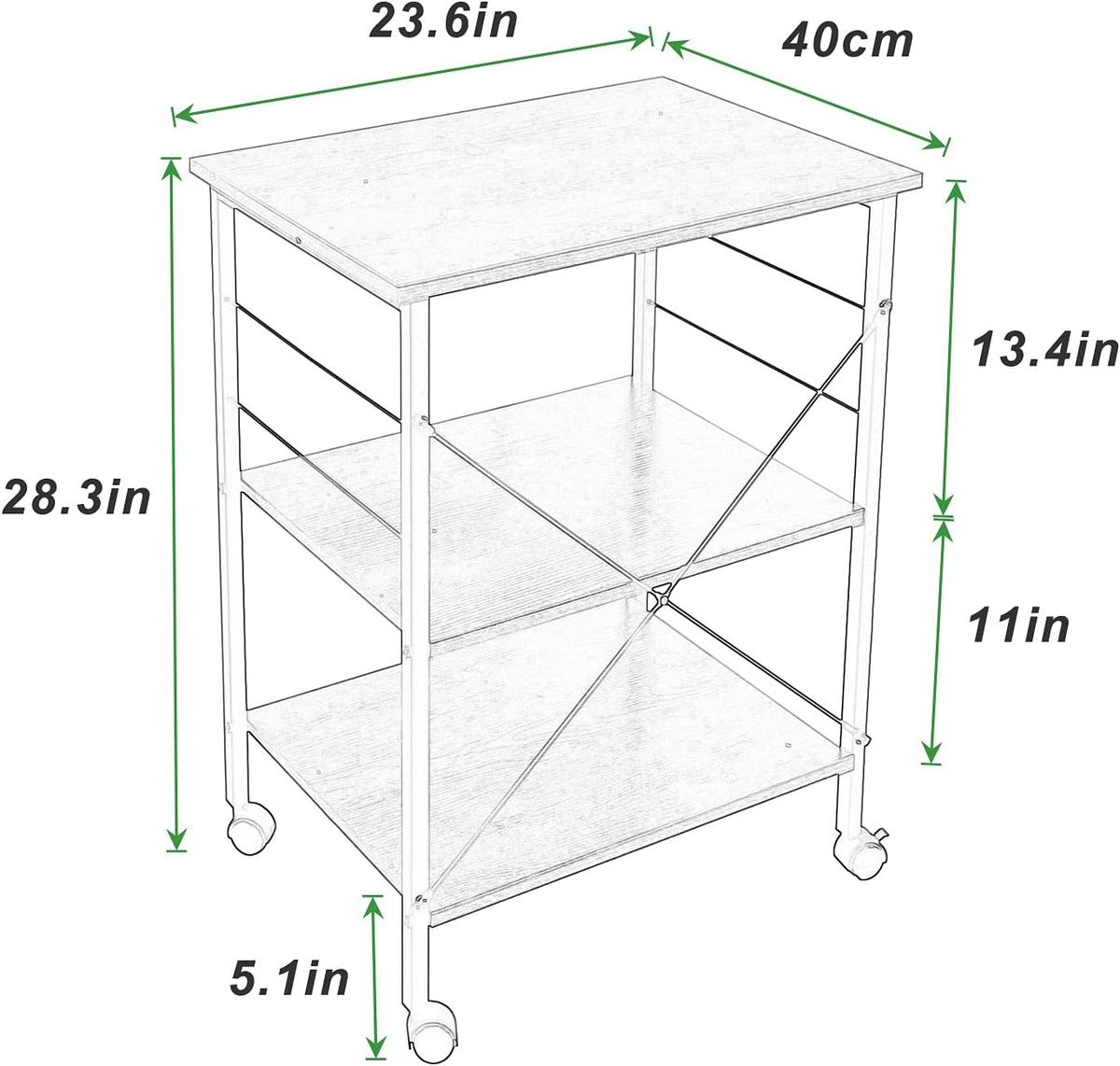 Rustic Brown 3 Tier Utility Storage Shelf with Lockable Caster X168