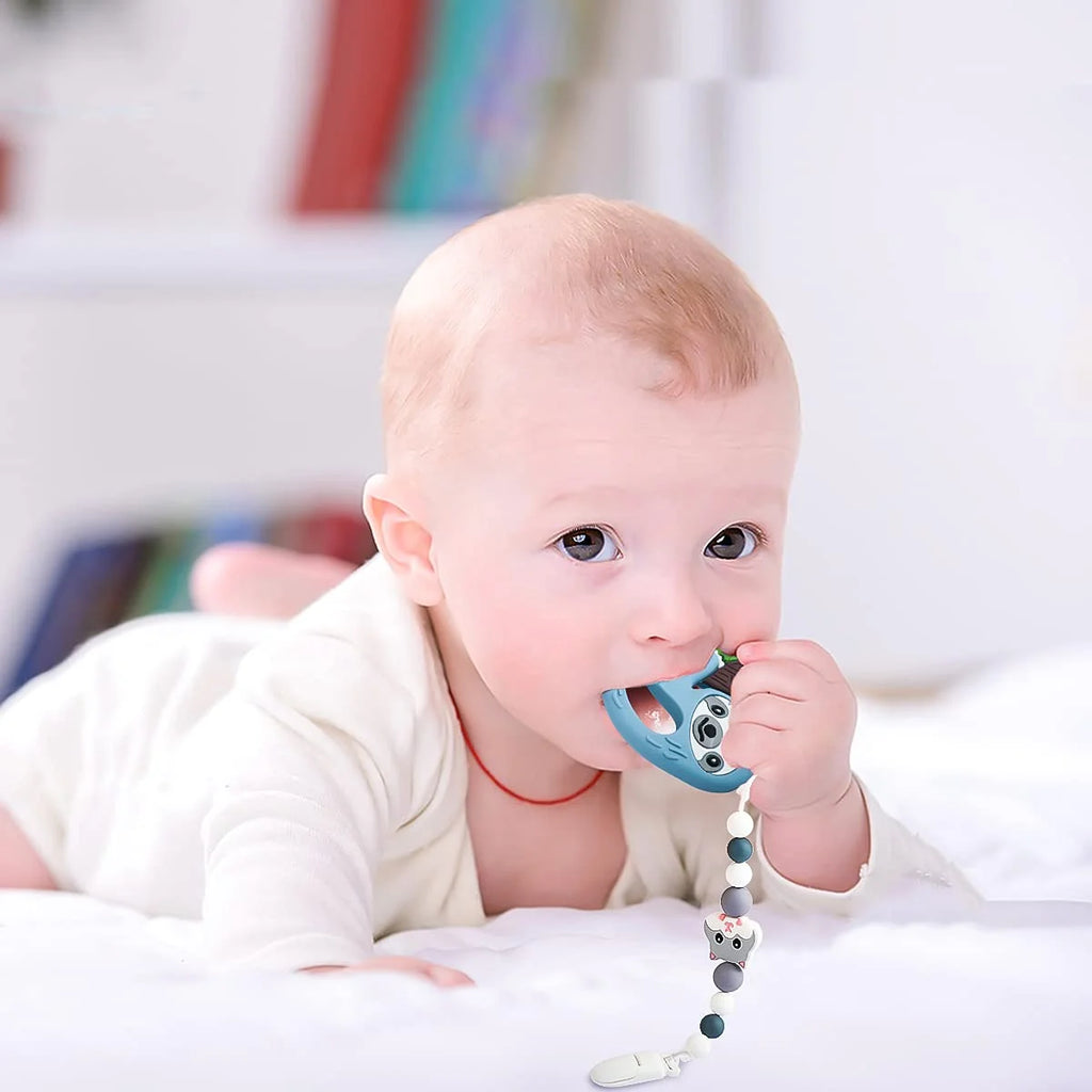 Silicone Baby Teething Toys with Pacifier Clip Holder Set E86621