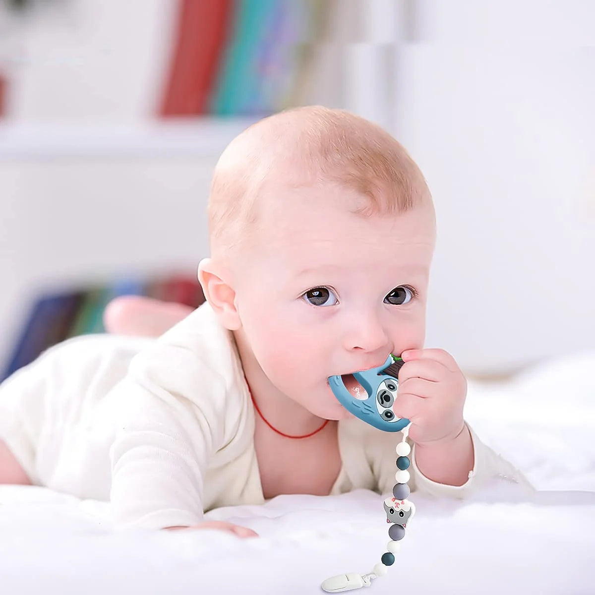 Silicone Baby Teething Toys with Pacifier Clip Holder Set E86621