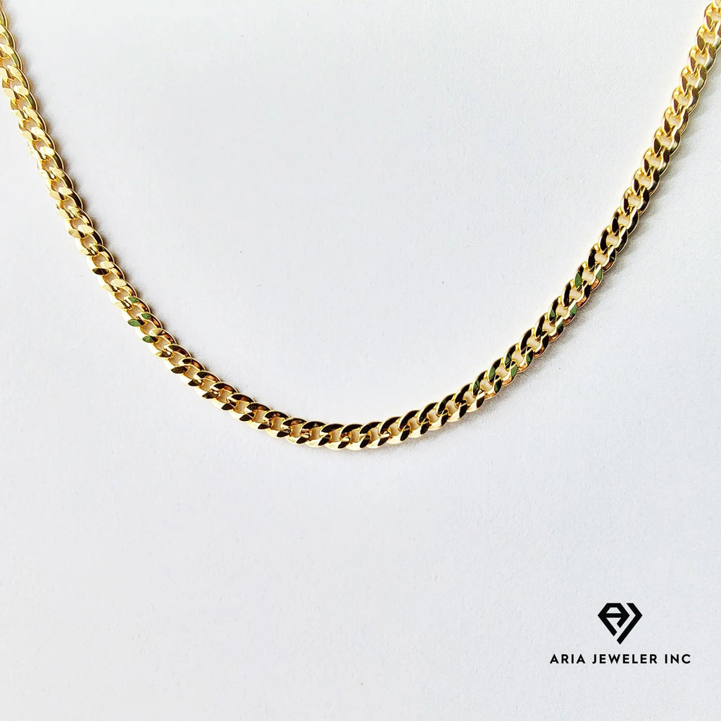 14k Bonded Gold Necklace with Red Rose Cross Pendant, 14K Cuban Chain Necklace U2956
