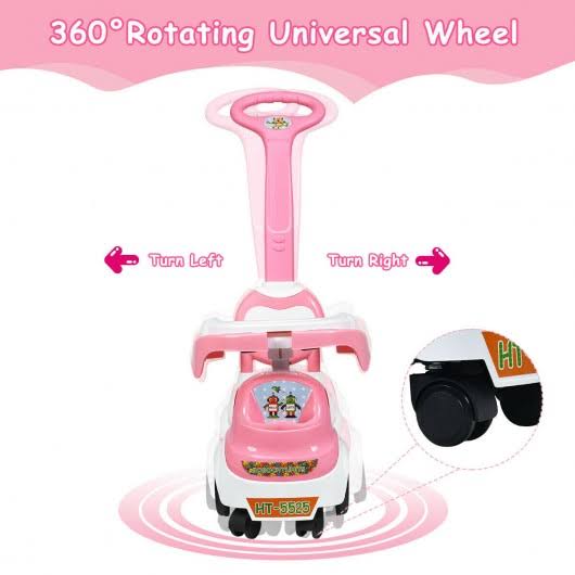 Pink Ride on Push Car with Music Box & Horn I52153