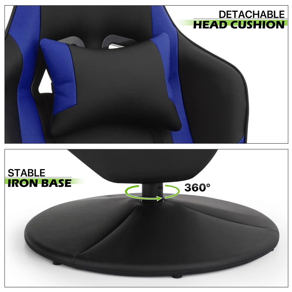 Blue Leather Gaming Recliner Chair with Cup Holder H9351