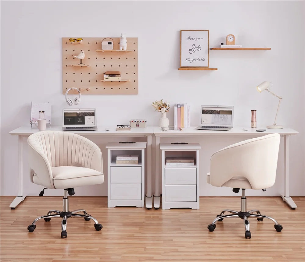 Cream Velvet Tufted Office Chair Z7202