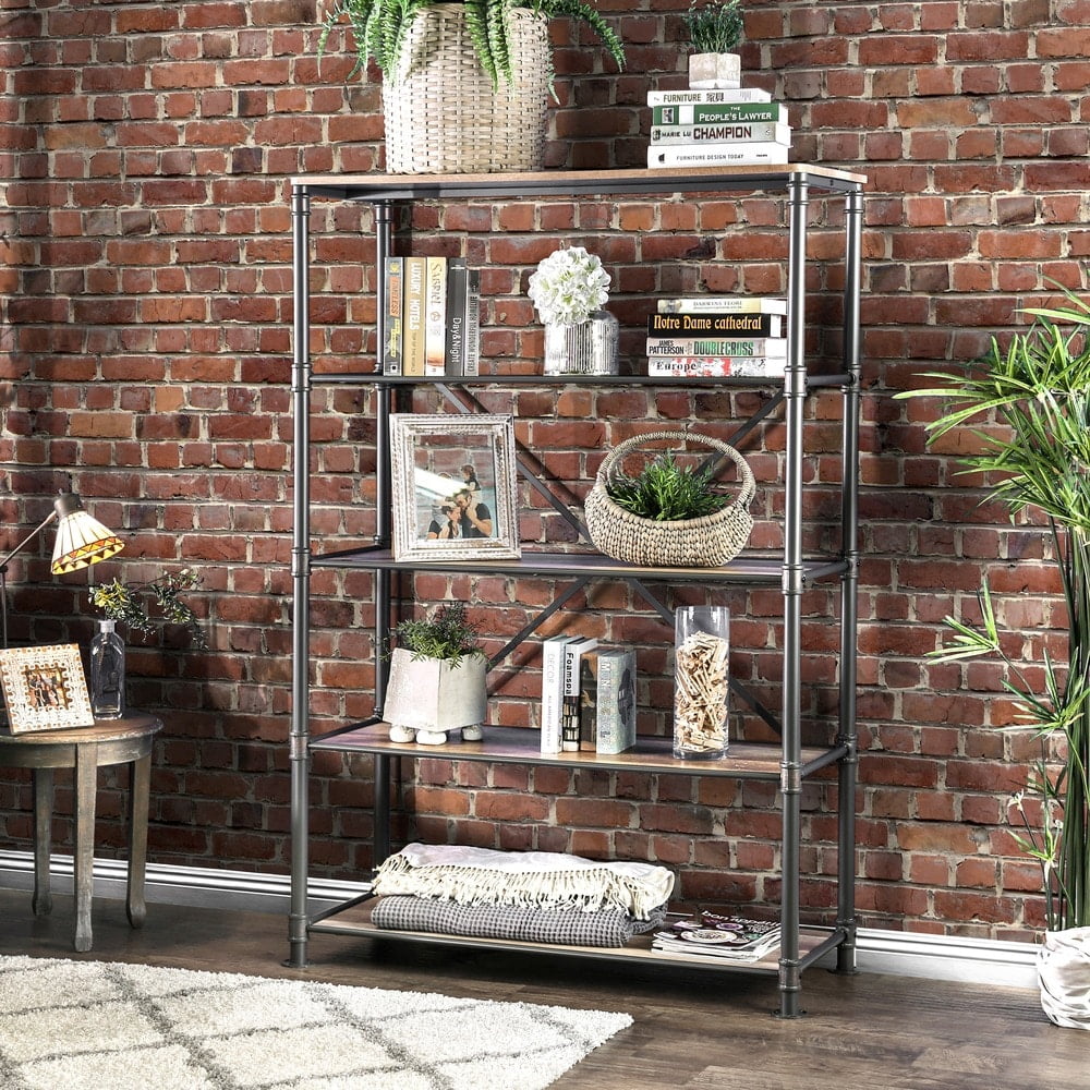 Black Metal 5-Tier Bookshelf X38846