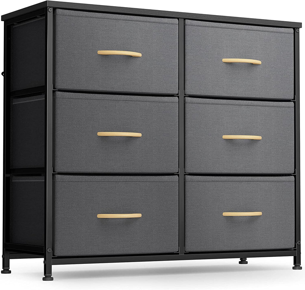 Black Grey 6 Drawer Dresser Q29162