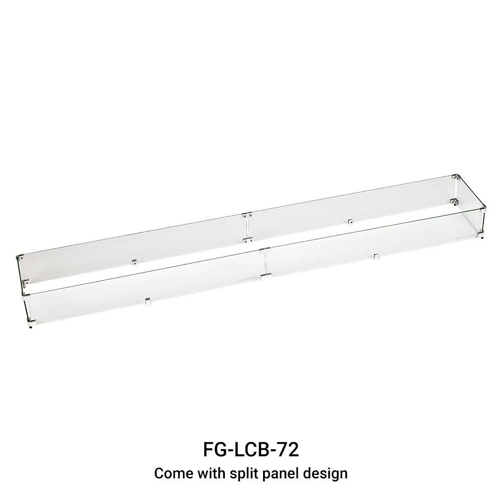 Tempered Glass Flame Guard for 72x22 Linear Drop-in Fire Pit Pan W9647