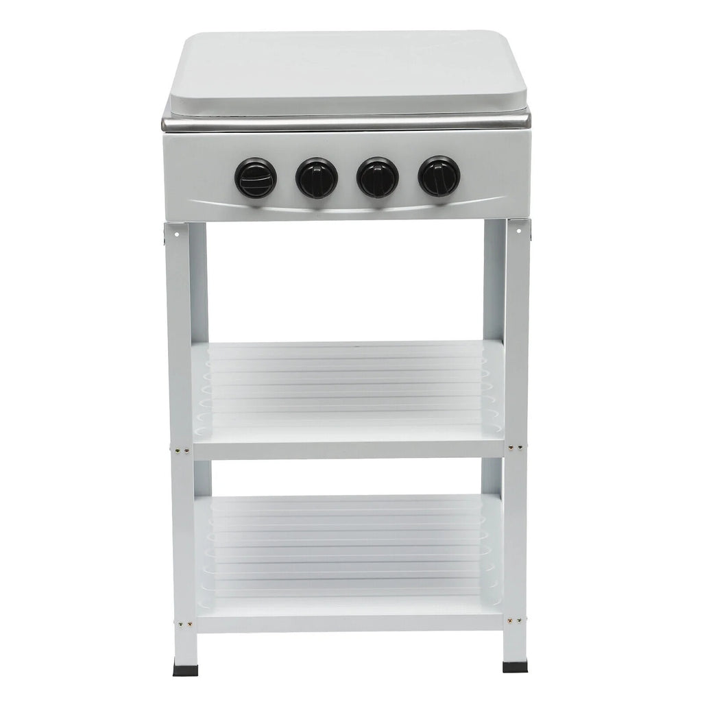 Portable 4 Burner Gas Stove with Support Leg Stand and Storage Rack R963546