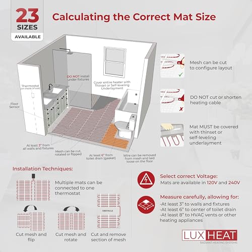 70sqft 120v Floor Heating Mat Kit with WiFi Thermostat K6966