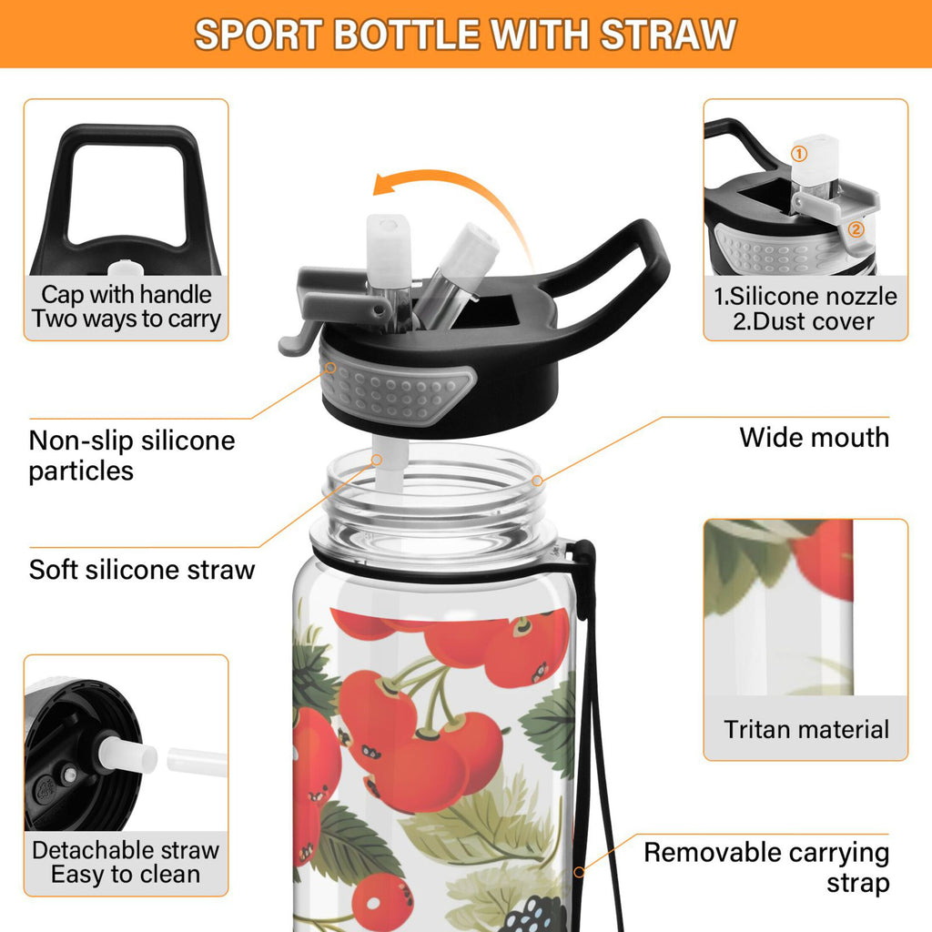 Cherry Fruits with Leaves 32oz Tritan Leakproof Sports Bottle O80639