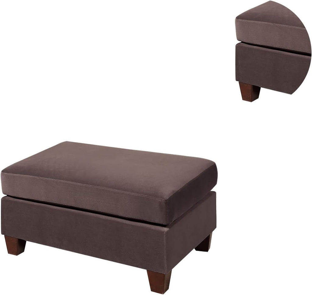 Dark Coffee Velvet Rectangle Cocktail Ottoman L125