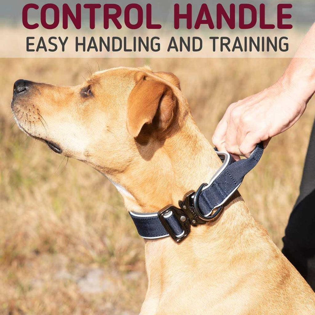 Heavy-Duty Adjustable Tactical Dog Collar with Handle D722623
