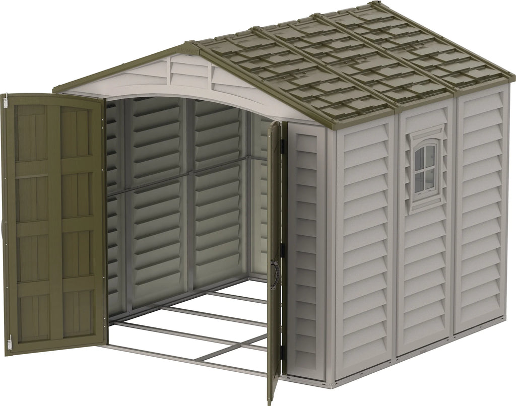 Offwhite/Brown 8x8 Outdoor Storage Shed Z406804