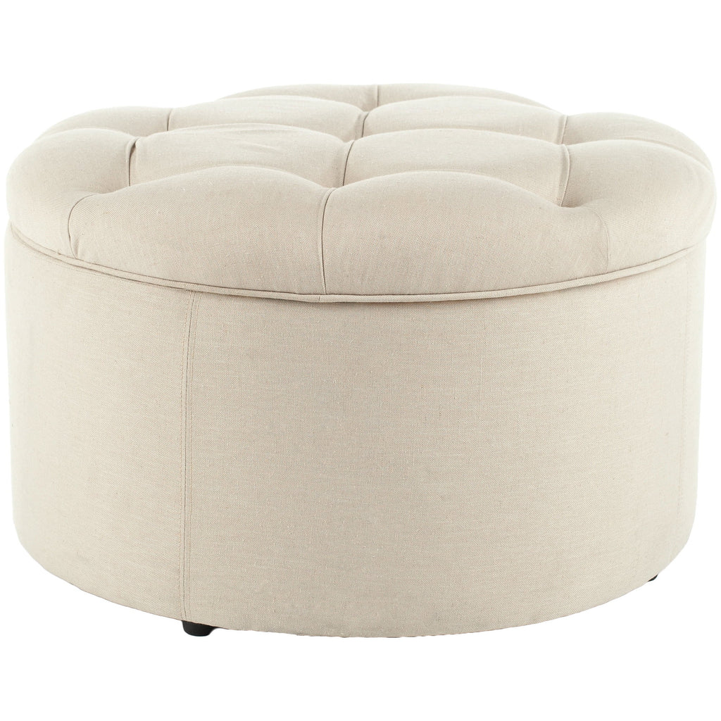 Off-White Floral Round Shoe Storage Ottoman Y5323