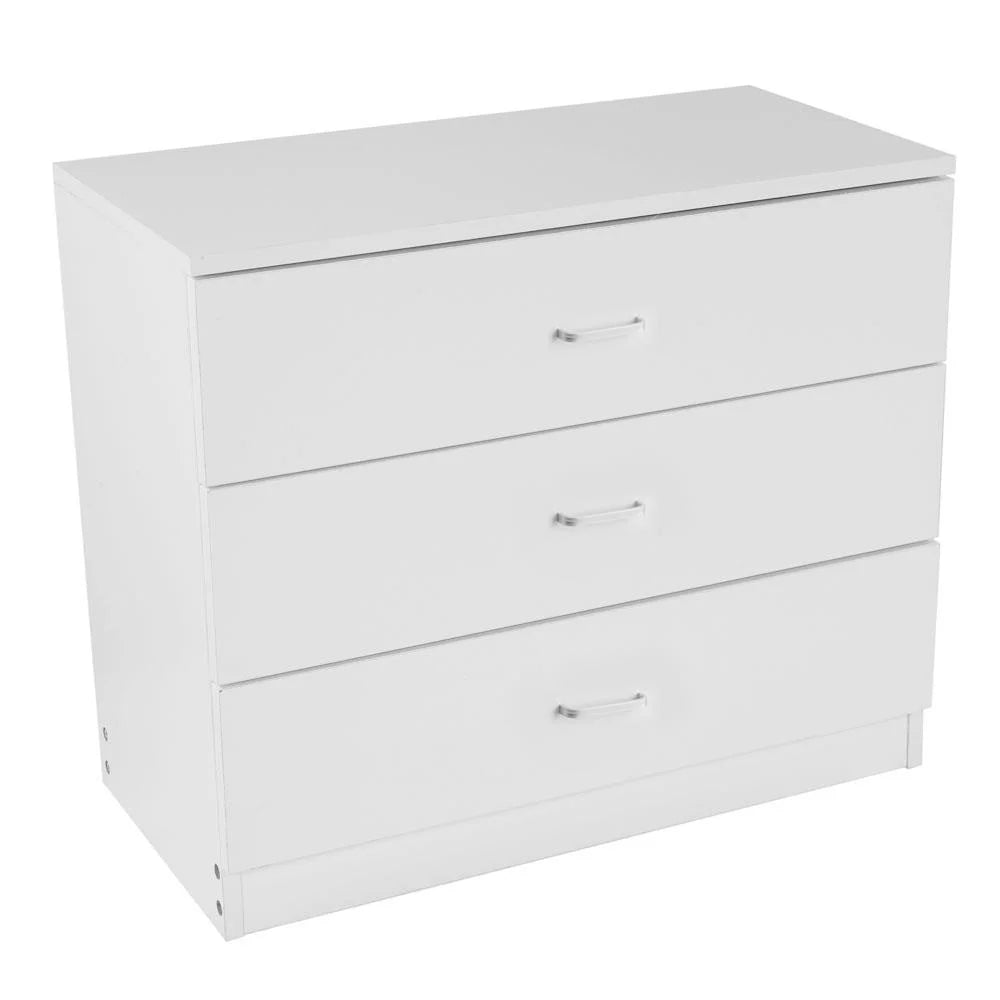 White 3 Drawer MDF Wood Nightstand X8691