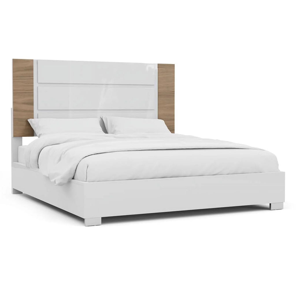 White Wood 3pc Queen Bedroom Set with 2 Nightstands I3654