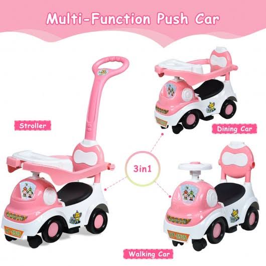Pink Ride on Push Car with Music Box & Horn I52153