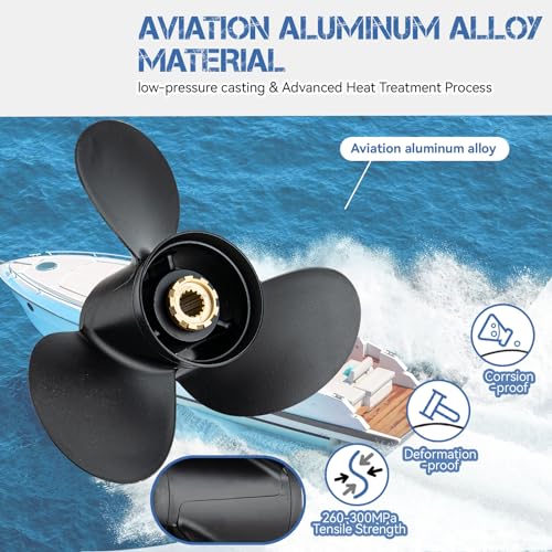 13 1/4x17 Aluminum Boat Propeller 15 Spline Tooth J2340