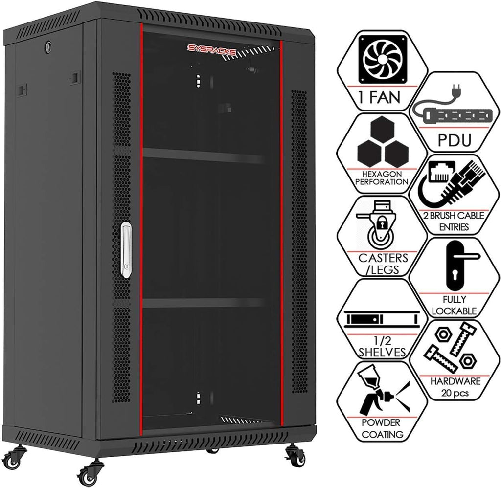 Locking Wall Mount Server Rack Cabinet 18U 24-Inch Deep S30242
