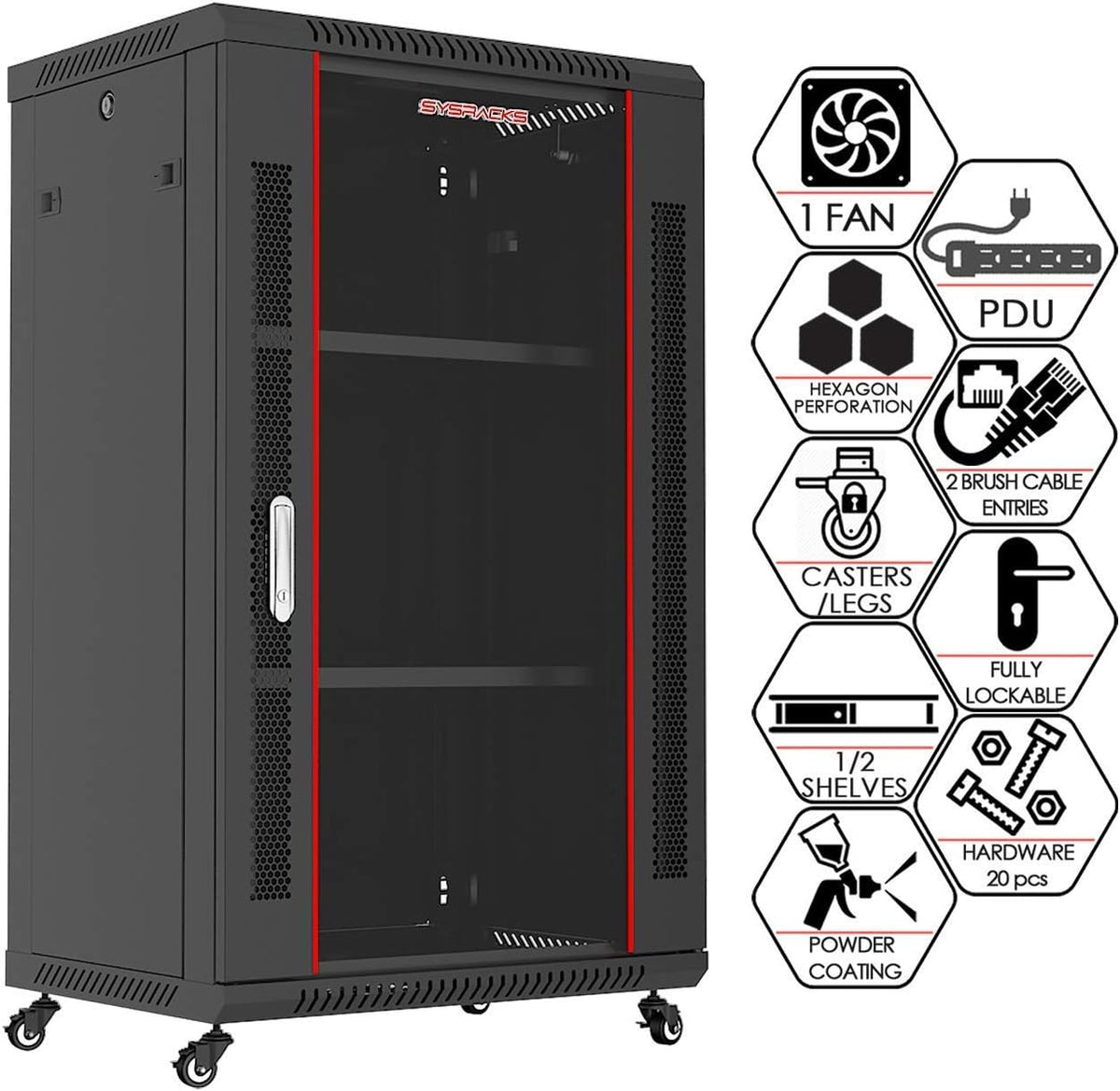 Locking Wall Mount Server Rack Cabinet 18U 24-Inch Deep S30242