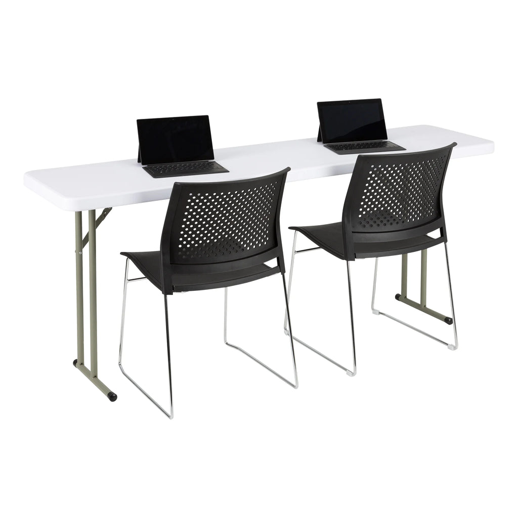 White 6 ft Heavy Duty Portable Plastic Folding Table Y296470