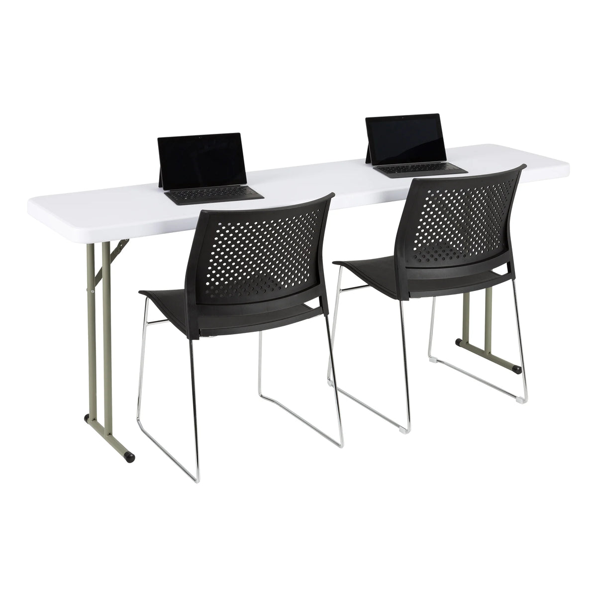 White 6 ft Heavy Duty Portable Plastic Folding Table Y296470
