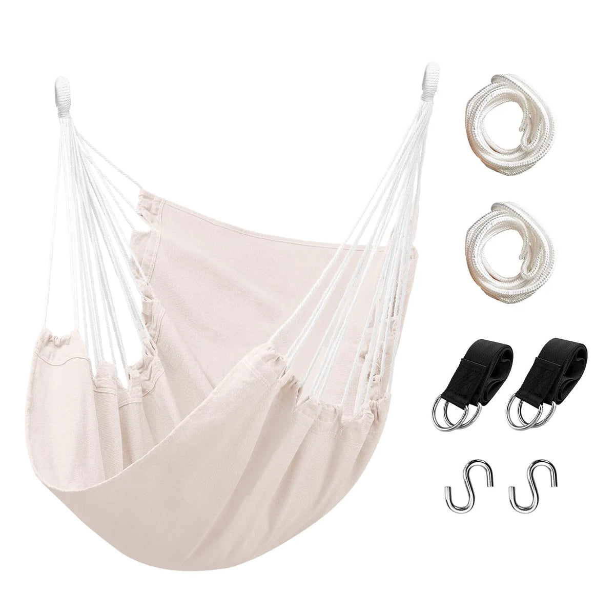 Hammock Chair with Pocket, Max 300 lbs, Dark Gray Z71896