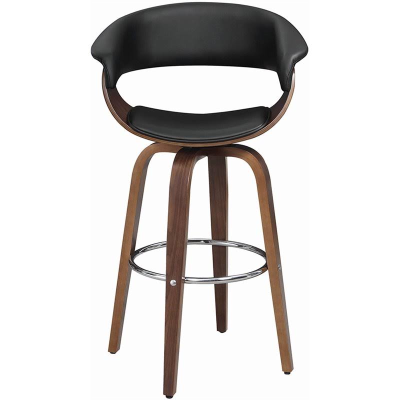 Faux Leather Swivel Bar Stool in Walnut and Black B808