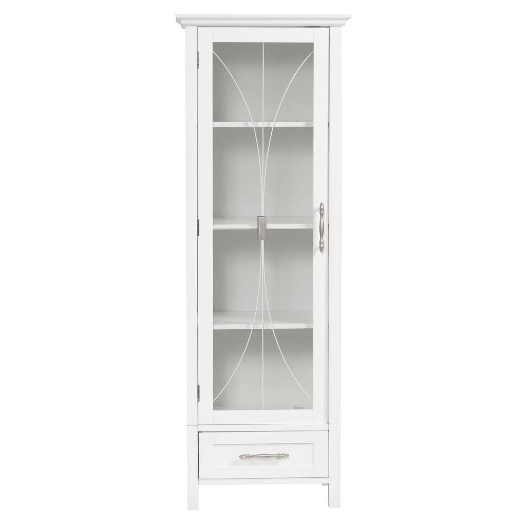 White Wooden Linen Cabinet with Drawer U98858