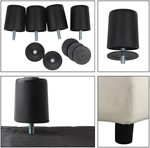 Black Tufted Leather Flip Top Ottoman X452406