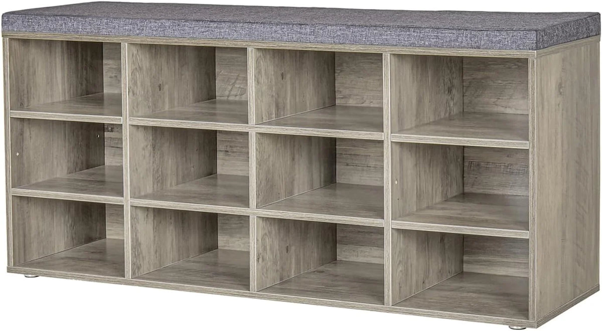 12 Cubbies Shoe Bench with Cushion E42138