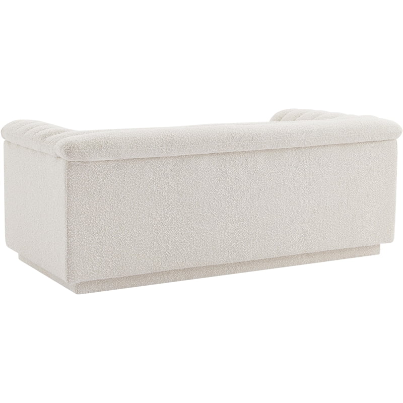 Cream Boucle Fabric Loveseat H2468