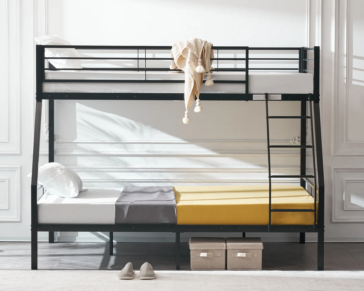 Twin over Full Metal Bunk Bed with Ladder and Guardrail K34389