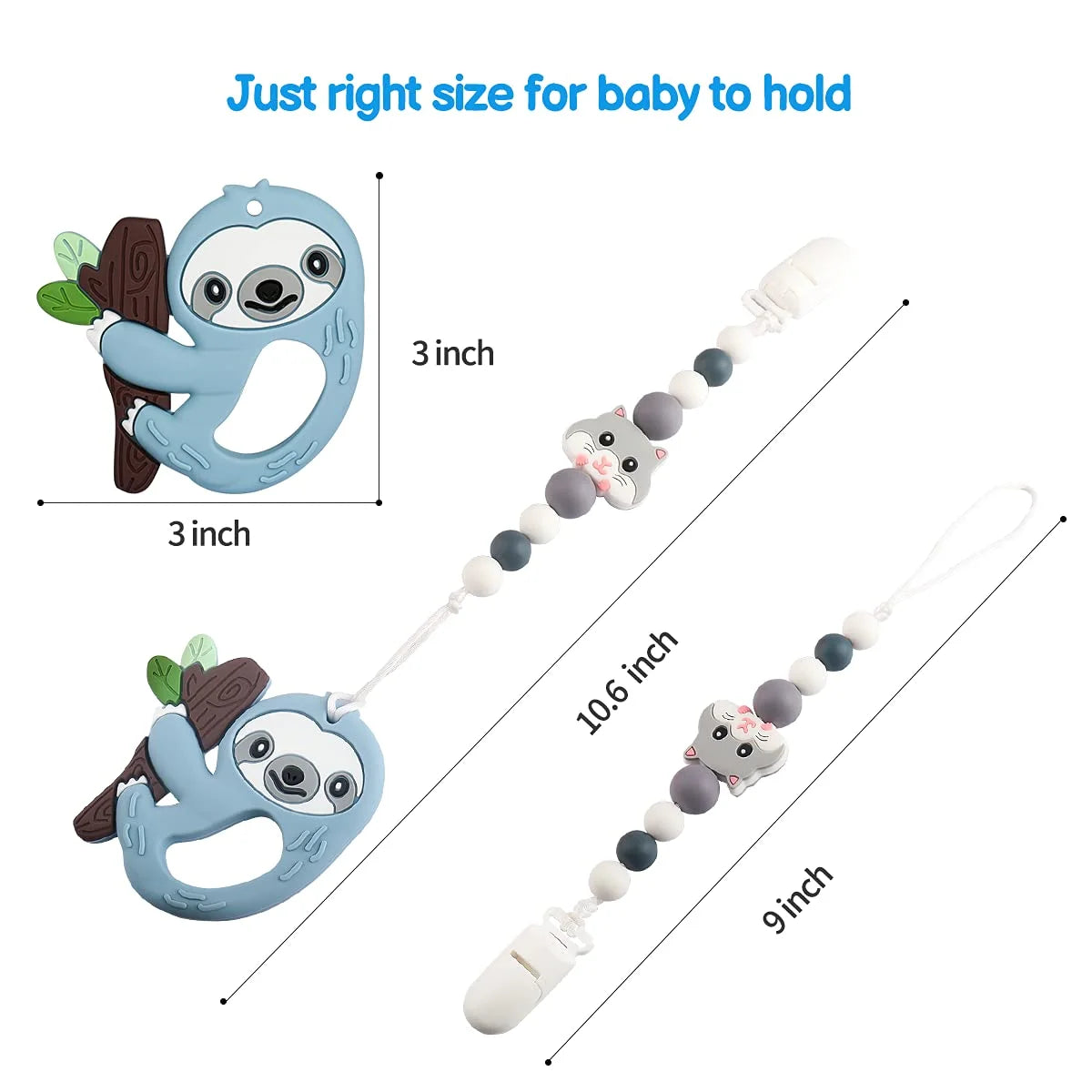Silicone Baby Teething Toys with Pacifier Clip Holder Set E86621