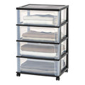 Black Plastic 5 Drawer Rolling Storage Organizer T8466