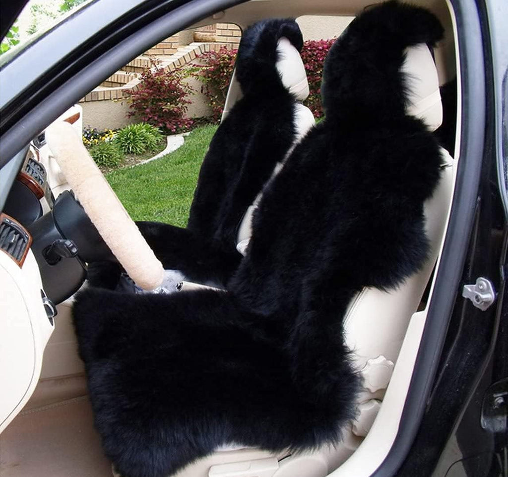 Genuine Australia Lambskin Long Wool Front Seat Cover Universal Size Grey Tips 1 Piece Pack of 2 K4224
